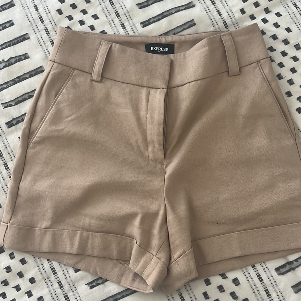 Express MIDI High Rise Linen Shorts